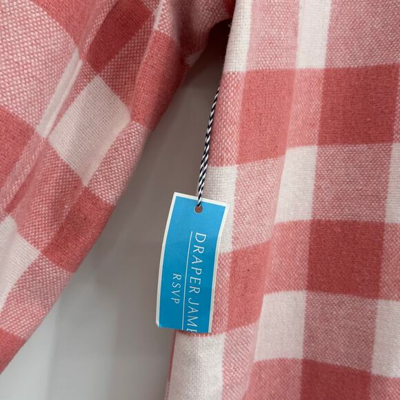 Draper James coat women's L gingham plaid button front collared pink white NEW - Picture 9 of 11